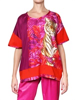 SALVATORE FERRAGAMO - TIGER PRINT CREPE DE CHINE & JERSEY T-SH