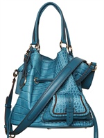 LANCEL - PREMIERE FLIRT LEDER CROCO DRUCK UMHÄNGETASCHE