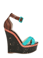 RUPERT SANDERSON - 140MM GROSGRAIN CROSS OVER WOODEN WEDGES