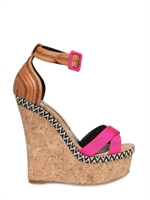 RUPERT SANDERSON - 140MM CROSS OVER GROSGRAIN CORK WEDGES