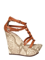 CASADEI - ZEPPE IN PELLE E RAFIA STAMPA PITONE 130MM