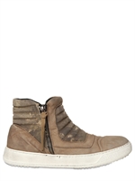 BB BRUNO BORDESE WASHED - PADDED NUBUCK & CANVAS HIGH TOP SNEAKERS