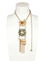MARIA ZURETA - VINTAGE MIXED BROOCHES NECKLACE - GOLD/GREEN