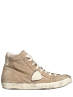 PHILIPPE MODEL - DIRTIED WILDLEDER BADGE HOHE SNEAKERS