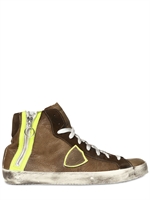 PHILIPPE MODEL - NEON LEDER BADGE HOHE SNEAKERS