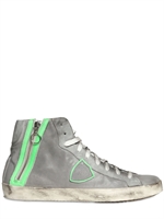 PHILIPPE MODEL - NEON LEDER BADGE HOHE SNEAKERS