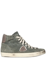 PHILIPPE MODEL - DIRTIED WILDLEDER BADGE HOHE SNEAKERS