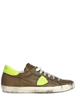 PHILIPPE MODEL - SNEAKERS IN PELLE EFFETTO SPORCO CON STEMMA - KHAKI