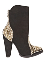 BALMAIN - 110MM SUEDE SWAROVSKI & STUDS BOOTS