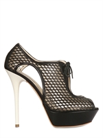 GREY MER - 130MM LEATHER NET LACE UP SANDALS