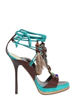 DSQUARED - 130MM LEATHER MULTI STONES SANDALS
