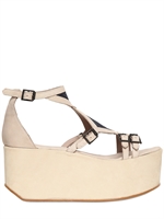 SURFACE TO AIR - 75MM STRAPPY LEATHER ECHO WEDGE - BEIGE/NAVY