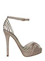 RALPH LAUREN - 130MM JEN METALLIC SUEDE SANDALS