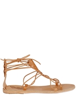 ANCIENT GREEK SANDALS - NATURAL TAN LEATHER ANKLE LACE FLATS