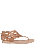 ANCIENT GREEK SANDALS - NATURAL TAN LEATHER THONG SANDAL FLATS