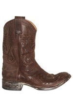 MEXICANA - 35MM LEATHER EMBROIDERED PULL ON BOOTS