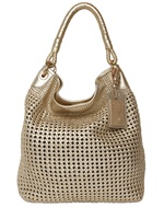 RALPH LAUREN - METALLIC WOVEN LEATHER TOP HANDLE