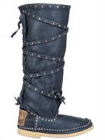 HECTOR - 20MM LEATHER LACED BOOTS - MARINE