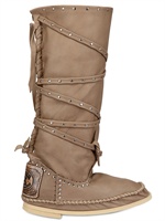 HECTOR - 20MM LEATHER LACED BOOTS - TAUPE