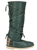 HECTOR - 20MM LEATHER LACED BOOTS - GREEN
