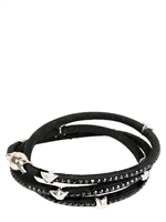 TOMASZ DONOCIK - BRACCIALE A TRE FILI CON SWAROVSKI E STELLE - ARGENTO/NERO