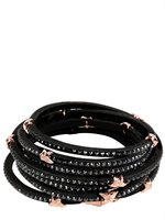 TOMASZ DONOCIK - BRACCIALE A SETTE FILI CON SWAROVSKI E STELLE - ORO ROSA/NERO