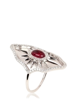 GAYDAMAK JEWELLERY - GOLD, DIAMANT UND CABOCHON RING - WEISS GOLD