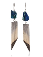 IOSSELLIANI - BLUE JASPER & METAL FRINGE EARRINGS