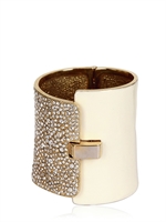 GIUSEPPE ZANOTTI - IVORY ENAMEL AND CRYSTALS BRACELET