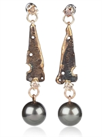 ALINARI STEFANO - FLUID EARRINGS - GOLD/GREY PEARL