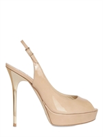 JIMMY CHOO - 120MM SHAW PATENT OPEN TOE SANDALS
