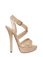 JIMMY CHOO - 120MM VAMP PATENT CRISS CROSS SANDALS