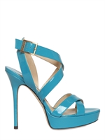 JIMMY CHOO - 120MM VAMP PATENT CRISS CROSS SANDALS