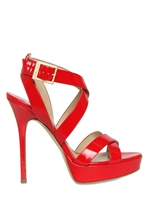 JIMMY CHOO - 120MM VAMP PATENT CRISS CROSS SANDALS