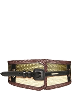 BURBERRY PRORSUM - HIGH WAISTED TWO TONE RAFFIA BELT