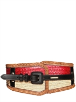 BURBERRY PRORSUM - HIGH WAISTED TWO TONE RAFFIA BELT