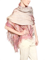 ETRO - PRINTED SILK & WOVEN LINEN SCARF