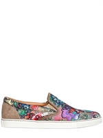 JIMMY CHOO - BLUMEN BEDRUCKTE CANVAS UND WILDLEDER MOKASSINS