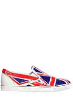 JIMMY CHOO - ENGLISCHE FLAGGE BEDRUCKTE DENIM MOKASSINS
