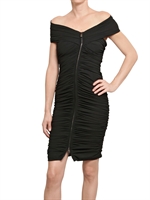 ANTONIO CROCE - GATHERED MATT STRETCH JERSEY DRESS - BLACK