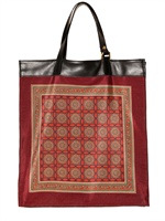 EMA...OH - BORSA A MANO IN PELLE E SETA STAMPA FOULARD