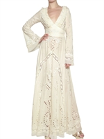 LUISA BECCARIA - SANGALLO EMBROIDERED VOILE COTTON DRESS