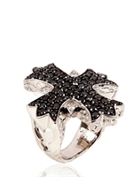 HELLMUTH - CROSS RING - BLACK DIAMONDS