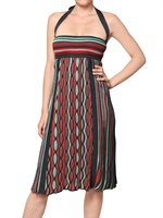 M MISSONI - LACE STYLE KNIT HALTERNECK DRESS