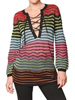 M MISSONI - LACE UP ZIG ZAG KNITTED MINI DRESS