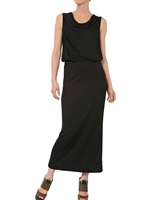 KAI AAKMANN - FLOWY TECHNO JERSEY LONG DRESS - BLACK