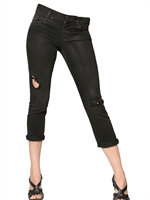 PIERRE BALMAIN - JEANS MODELLO CAPRI IN DENIM STRETCH EFFETTO USATO