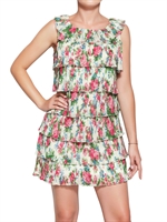 YUMI - PLEATED FLOWER PRINTED CREPE DRESS
