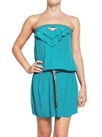2 TWO - STRAPLESS CREPE RUFFLE DRESS