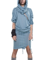 DEMOBAZA - LACE UP HOODED JERSEY DRESS
